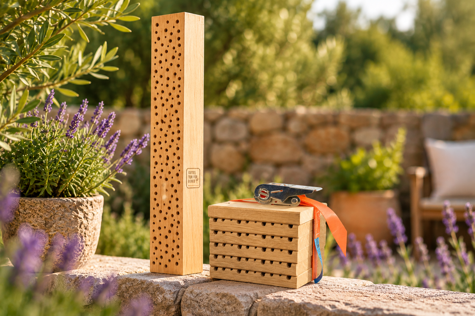 Nisthilfen aus Eiche für Wildbienen