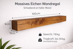 Wandregal Holz Eiche Eichenholzregal in massiver...