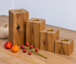 Teelichthalter aus Eiche 4er Set – 5, 10, 15 &...