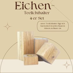Teelichthalter aus Eiche 4er Set – 5, 10, 15 & 20 cm