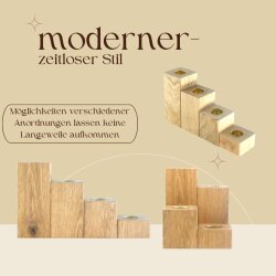 Teelichthalter aus Eiche 4er Set – 5, 10, 15 & 20 cm