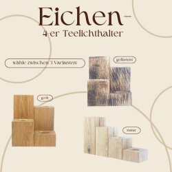 Teelichthalter aus Eiche 4er Set – 5, 10, 15 & 20 cm