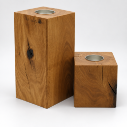 Teelichthalter aus Eiche 2er Set XL – 10 & 20 cm
