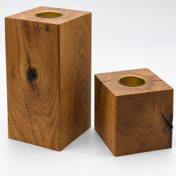 Teelichthalter aus Eiche 2er Set XL – 10 & 20 cm