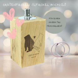 Geschenk zur Hochzeit Tischfackel Deko Öllampe personalisiert