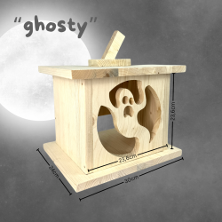 Gruselkürbis "ghosty" - Holz Teelicht Deko für den Herbst