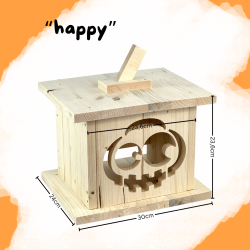 Kürbislaterne "happy" aus Holz- Holz statt...