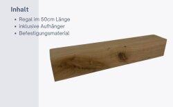 Schweberegal Eiche 50 cm – 9×9 cm massiv