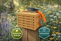 Nistblock für Wildbienen aus Eiche – Natürliche Nisthilfe mit 10 Fräsrillen