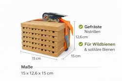 Nistblock für Wildbienen aus Eiche – Natürliche Nisthilfe mit 10 Fräsrillen